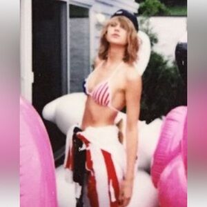 flag star bikini top - ASO Taylor Swift and Karlie Kloss